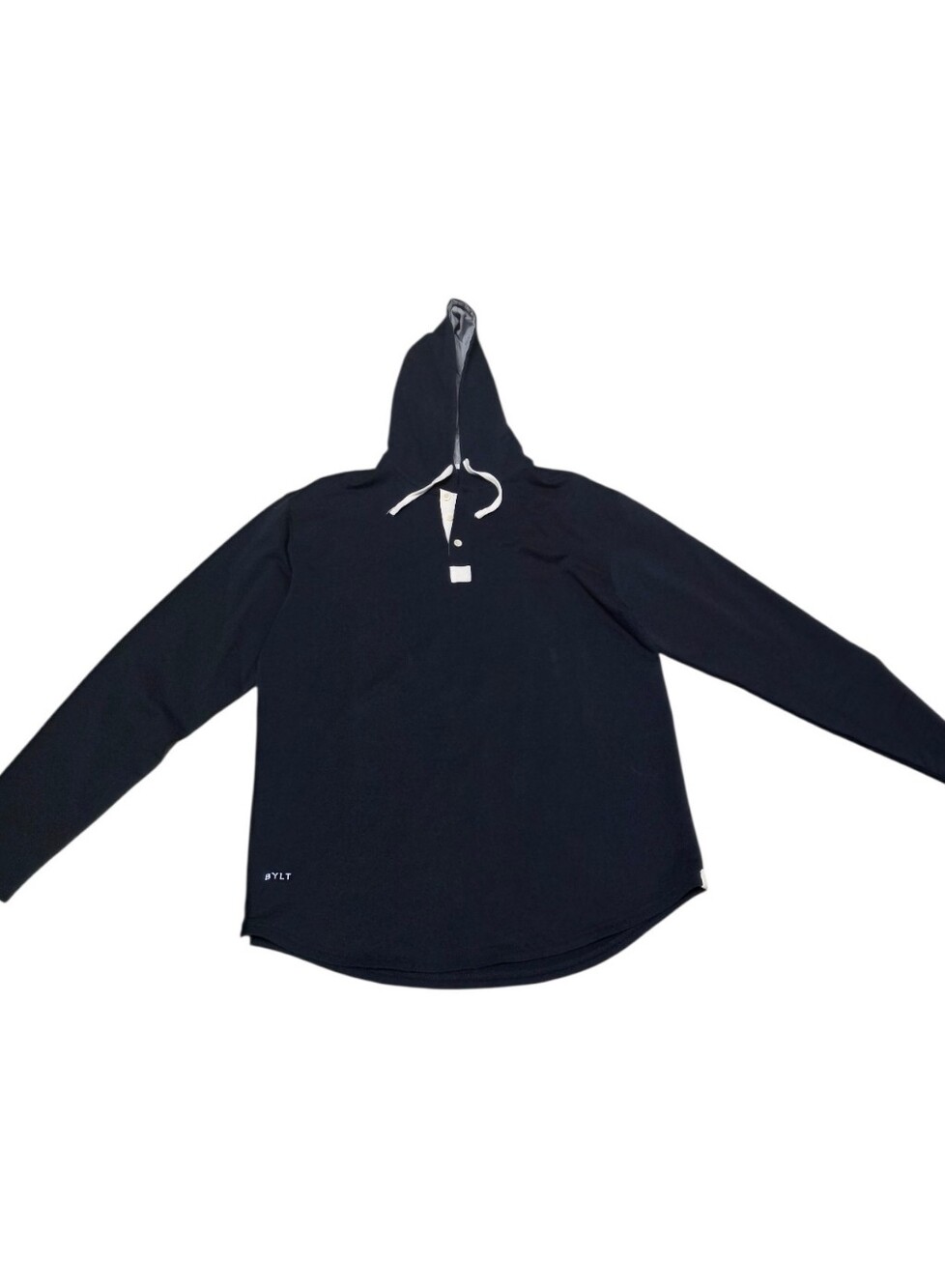 Bylt Navy Blue Drop Cut Hooded Henley L/S Shirt